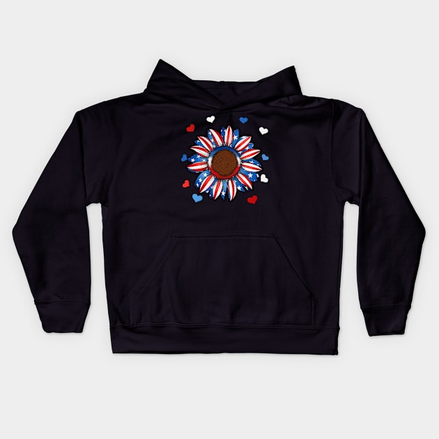 USA Flag Flower. Kids Hoodie by Kribis